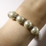Браслет жемчуг «Невеста» со стразами, шар №8,12, цвет молочный, d=5,5 см
