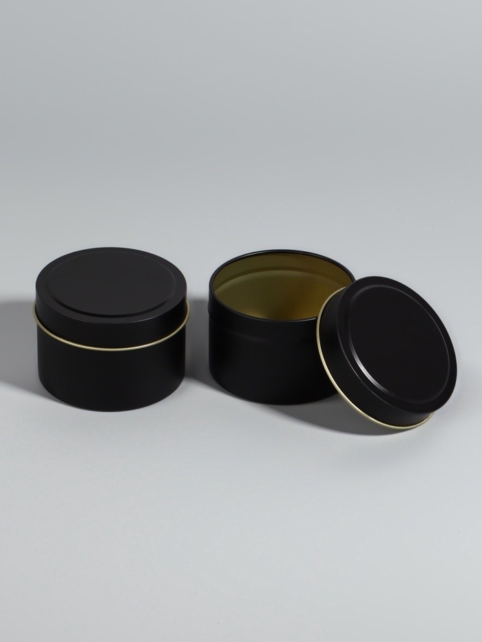 Баночка для хранения, 120 мл, набор - 2 шт., металлическая, матовая, чёрная