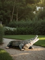 Садовая фигура из полистоуна «Крокодил», 20×50×28 см