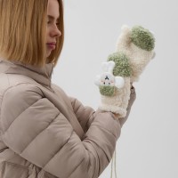 Варежки подростковые MINAKU «Барашка», двухцветные, размер 24 см, зелёные