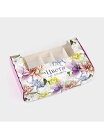 Коробка для эклеров с вкладышами «Цвети», 25×15×7 см