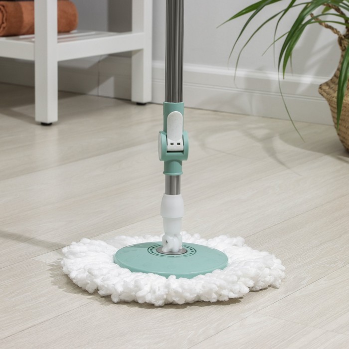 Швабра для мытья пола Доляна, металлический наконечник, микрофибра, телескопическая ручка 87-115 см