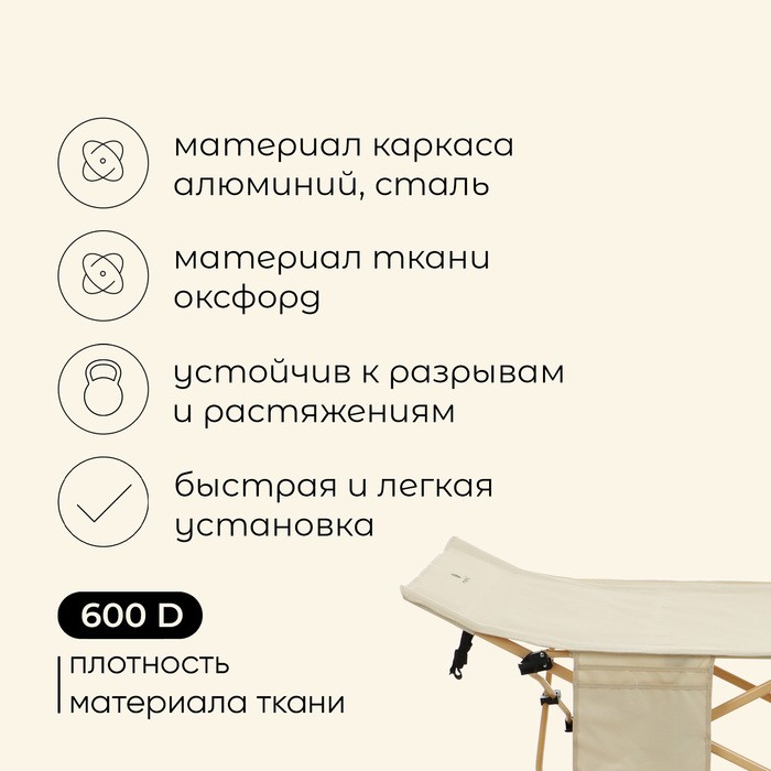 Раскладушка maclay, складная, 190×71×38 см, до 120 кг, цвет бежевый