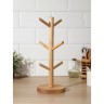 Подставка деревянная для кружек Adelica, основа d=13×1.8 см, высота 34 см, вешалка 6.5 см, берёза