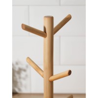 Подставка деревянная для кружек Adelica, основа d=13×1.8 см, высота 34 см, вешалка 6.5 см, берёза