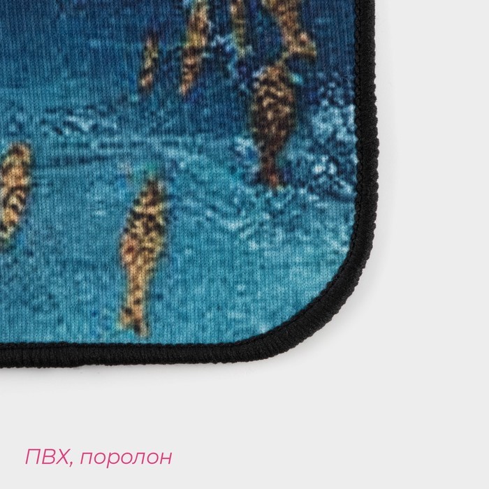 Коврики для ванной и туалета Доляна «Рыбки», 3 шт., 50×80 см, 50×40 см, 40×43 см