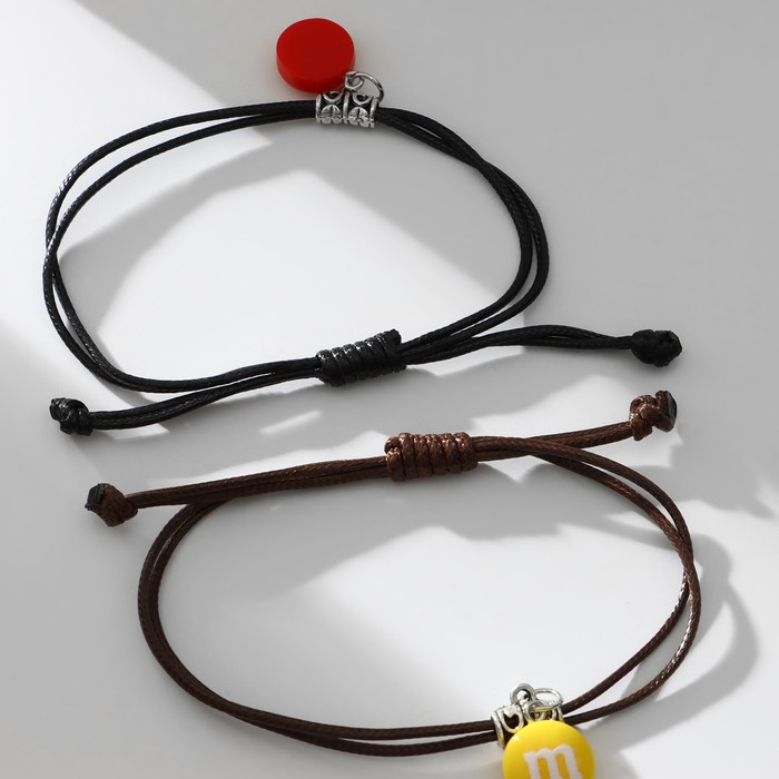 Браслеты парные «Неразлучники» две буквы, цветные, d=5.5 см