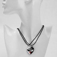 Кулоны парные на магните «Лебеди в сердце», 40 см, цвет белый/чёрный