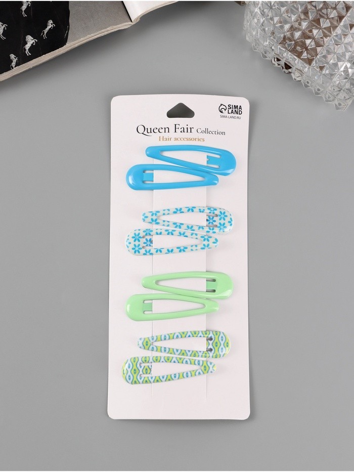 Невидимка для волос «Флора», набор 8 шт., цветы узоры, 5 см, МИКС