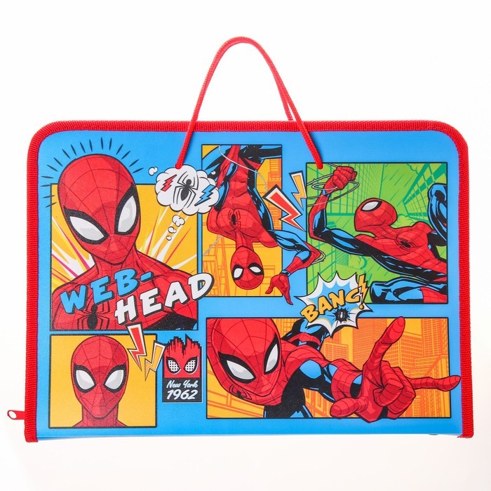 Папка пластиковая с ручками А4, на молнии, «Человек-паук»