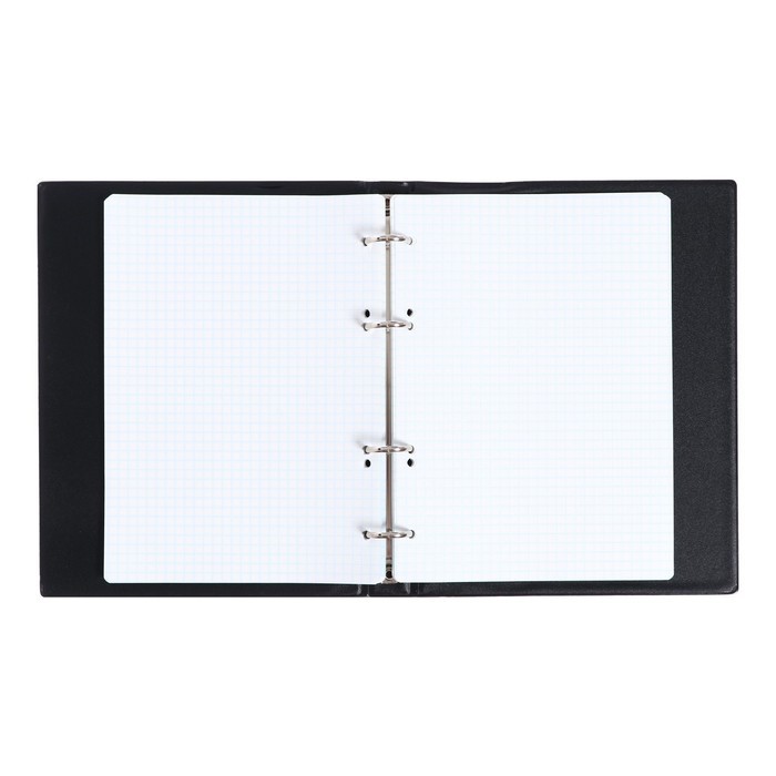 Тетрадь на кольцах Calligrata A5, 80 листов, в клетку, обложка ПВХ, чёрная