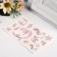 Татуировка на тело цветная "Русалка и подводный мир" 12х7,5 см