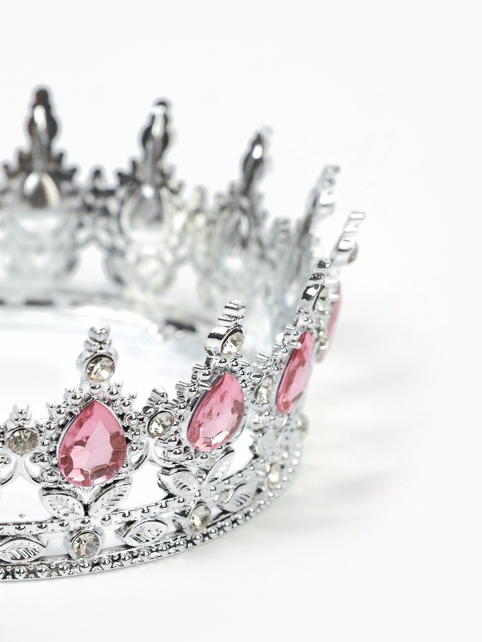 Корона топпер для торта серебрянная с камнями