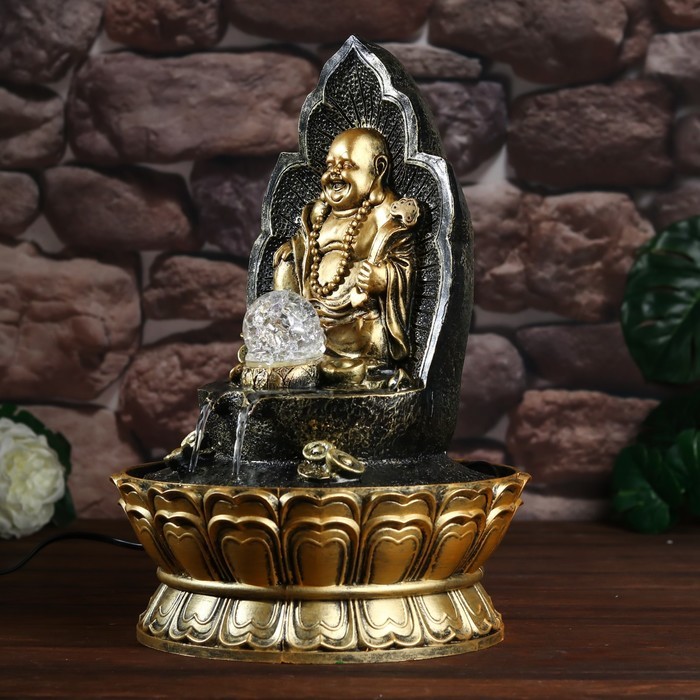 Фонтан настольный от сети, подсветка "Хотей на троне" 40х28х28 см