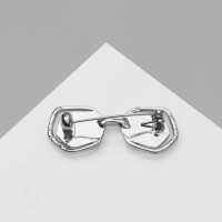 Брошь «Очки» гламур, акрил серый, цвет белый в серебре