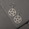 Серьги металл «Пентаграмма» перевёрнутая, цвет серебро