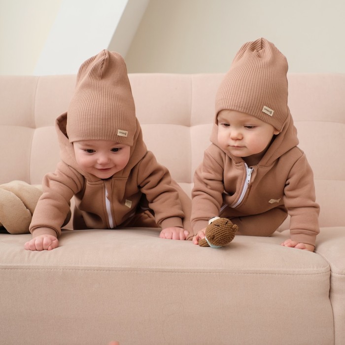 Комбинезон с капюшоном «Крошка Я» BASIC LINE, рост 68-74 см, коричневый