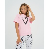 Пижама женская (футболка, брюки) KAFTAN Heart, размер 44-46