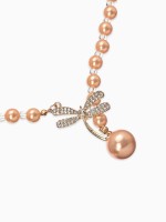 Бусы «Жемчужное» с расстёгивающимся элементом, стрекоза, цвет розовый в золоте, 50 см