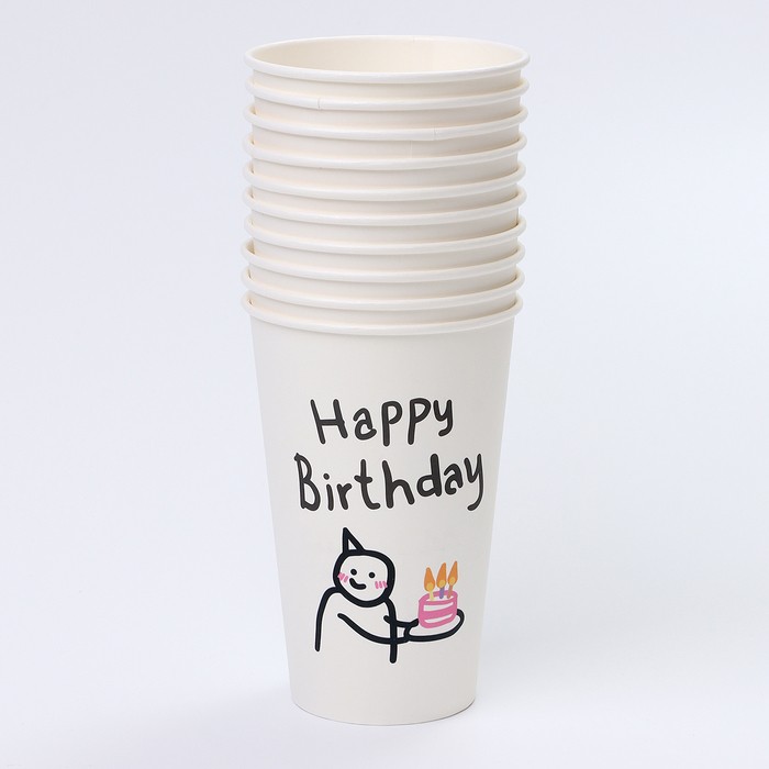 Стакан одноразовый бумажный «С днём рождения», 400 мл