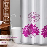 Штора для ванной Доляна «Пионы», 180×180 см, PEVA