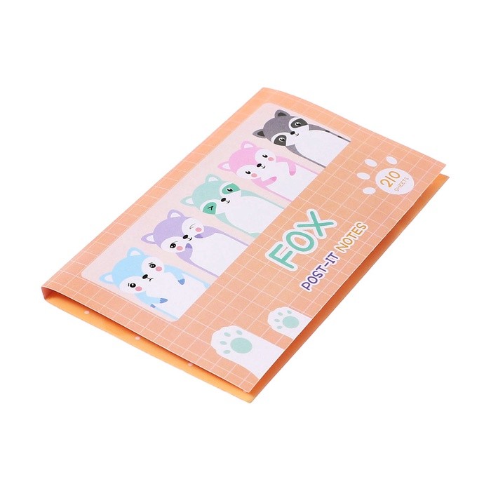 Набор фигурных бумажных закладок «Енотики», 20 листов × 7 цветов, 57×17 мм, 60×60 мм, 57×36 мм