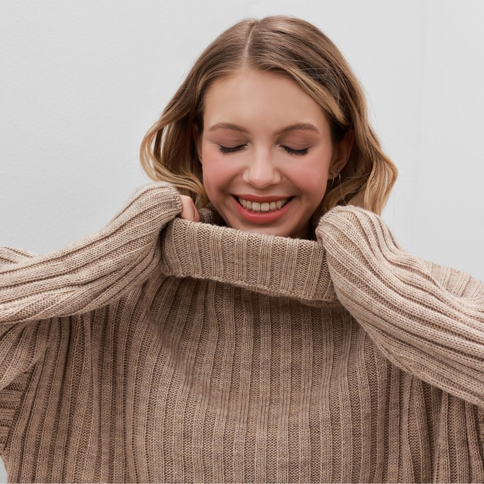 Джемпер женский MINAKU: Casual collection, бежевый, размер 42 Джемпер женский MINAKU: Casual collection, бежевый, размер 42