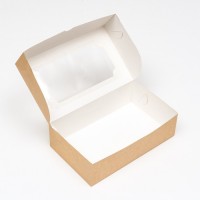 Коробка складная с окном под зефир, крафт, 25 х 15 х 7 см