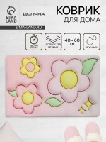 Коврик для дома Доляна Pink Flowers, влаговпитывающий, 40×60 см, розовый