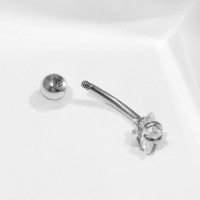 Пирсинг в пупок «Банан» звезда, L=2 см, белый в серебре