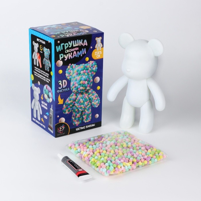 Игрушка помпонами «Медведь», разноцветный