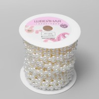 Жемчуг на нитях, плоский, 10 мм, 9 ± 1 м, цвет белый