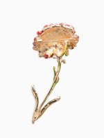 Брошь «Цветок гвоздики», красно-зелёная в золоте