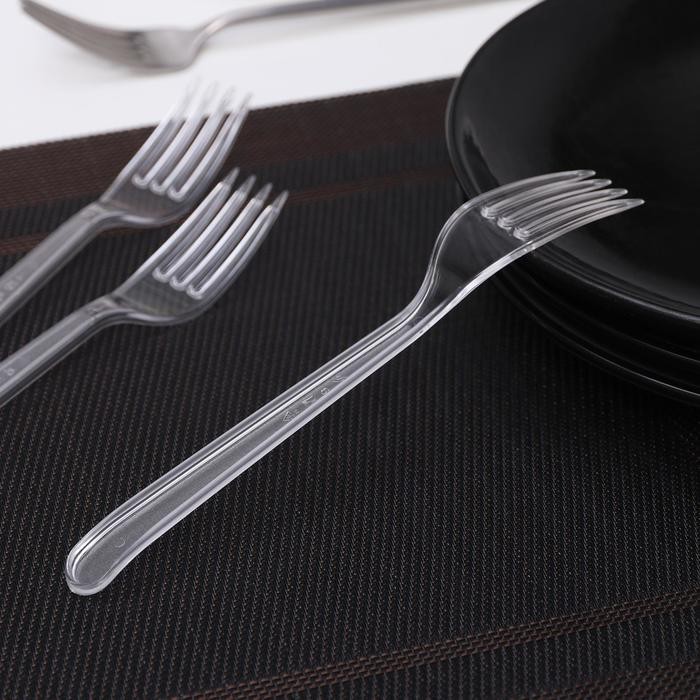 Вилка одноразовая «Премиум», 18 см, цвет чёрный