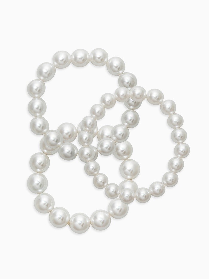 Браслет «Бусины жемчуга», набор 3 шт. №10.12.14, белый