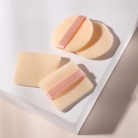 Набор пуховок, d = 5 см / 5,5 × 4,4 см, с держателем, 4 шт, цвет бежевый