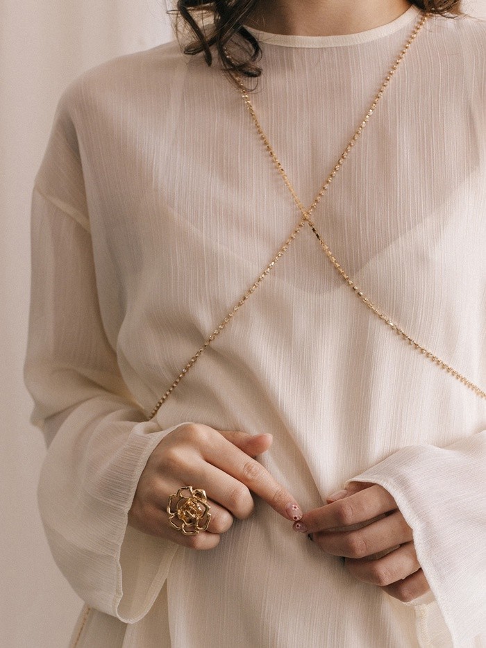 Цепочка на тело женская «Минимал», 2 нити, белая в золоте