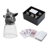 Подарочный набор рюмок-перевёртышей «Настоящему мужчине», на 4 персоны, 50 мл, колода карты, стекло, металл