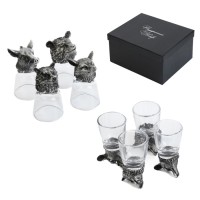 Подарочный набор рюмок-перевёртышей «Настоящему мужчине», на 4 персоны, 50 мл, колода карты, стекло, металл