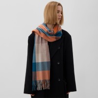 Шарф зимний с кистями MINAKU 65×180 + 8 см клетка