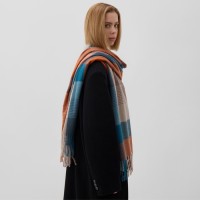 Шарф зимний с кистями MINAKU 65×180 + 8 см клетка