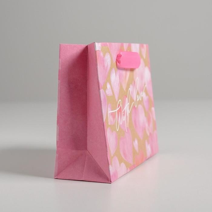 Пакет крафтовый горизонтальный «With love», MS 23 × 18 × 10 см