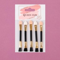 Набор аппликаторов для теней, с кистью, двусторонние, 5 шт, 7 см, цвет чёрный/золотой