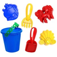 Набор для игры в песке №44: ведёрко, 3 формочки, грабельки, лопатка, МИКС