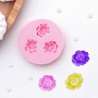 Молд «Три малых розы», 4,5 см, цвет розовый