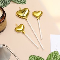 Свечи для торта, 3 шт. «Воздушный шарик. Сердце», золотые