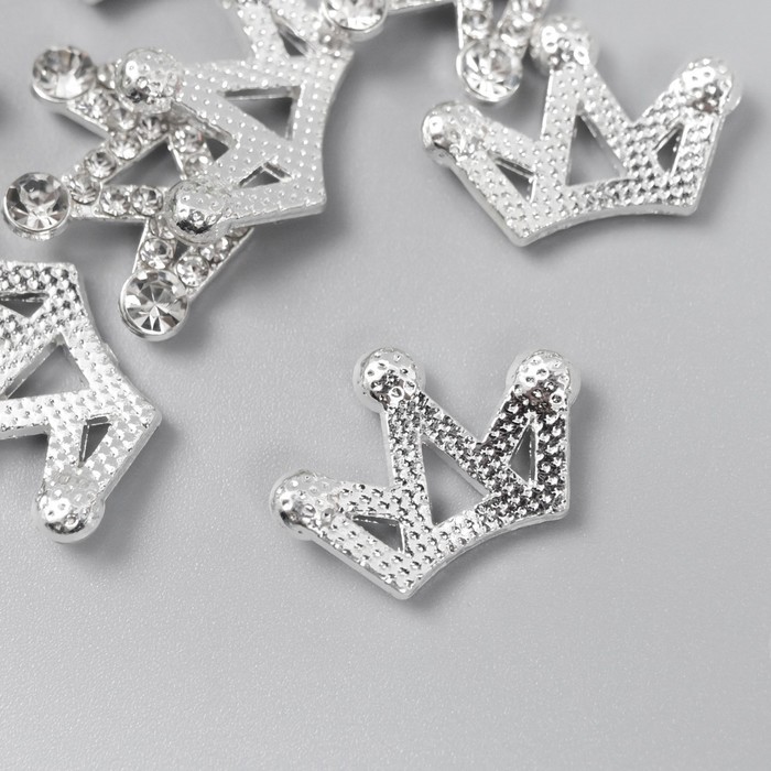 Декор для творчества металл "Корона" серебро, стразы 1,4х2 см
