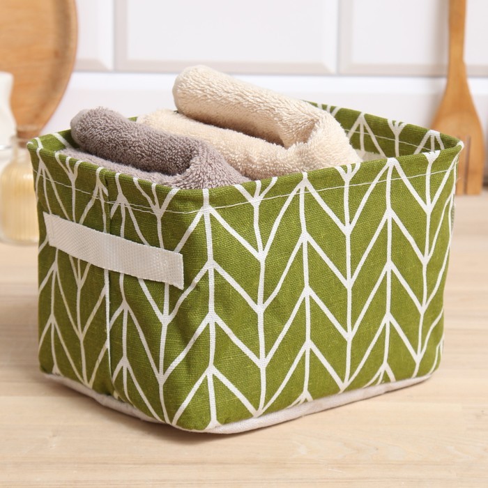 Текстильная корзинка Доляна, зелёная, 12×15×20 см