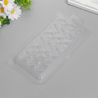 Пластиковая форма мульти "Сердечки" р-р прямоугольника 20х9,5 см, р-р сердца 2,8х2,5 см