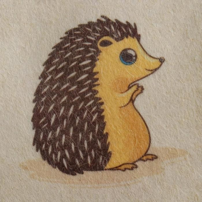 Шапка для бани с детским принтом "Ёжик" , белая Шапка для бани с детским принтом "Ёжик" , белая